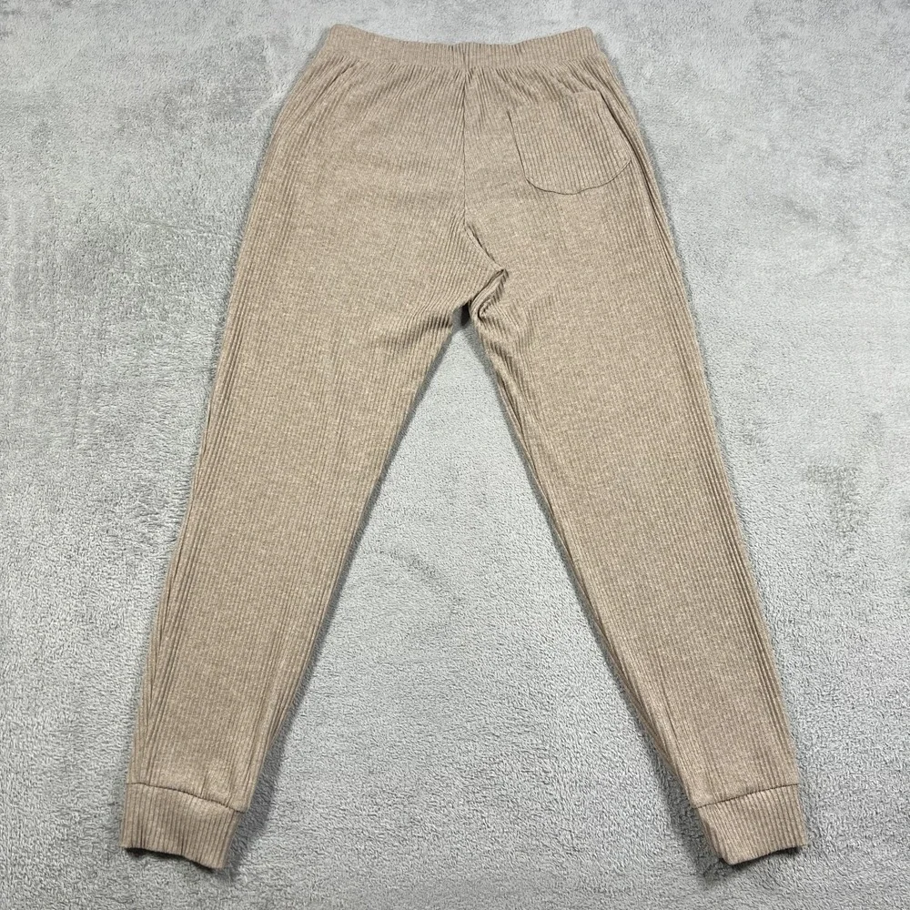 Alo Yoga Muse Sweatpants Jogger Womens Medium Ribbed Knit Tan Beige